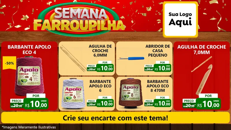 Modelo de TV para TV Horizontal com o tema Semana Farroupilha para Armarinho e Aviamentos