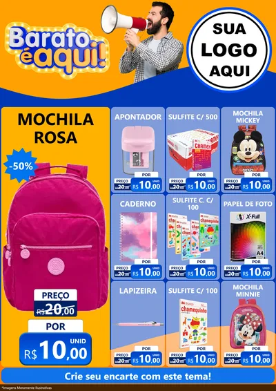 Modelo de Encarte para Encarte A4 Vertical com o tema Barato é aqui para Papelaria