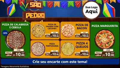 Modelo de TV para TV Horizontal com o tema São Pedro para Pizzaria