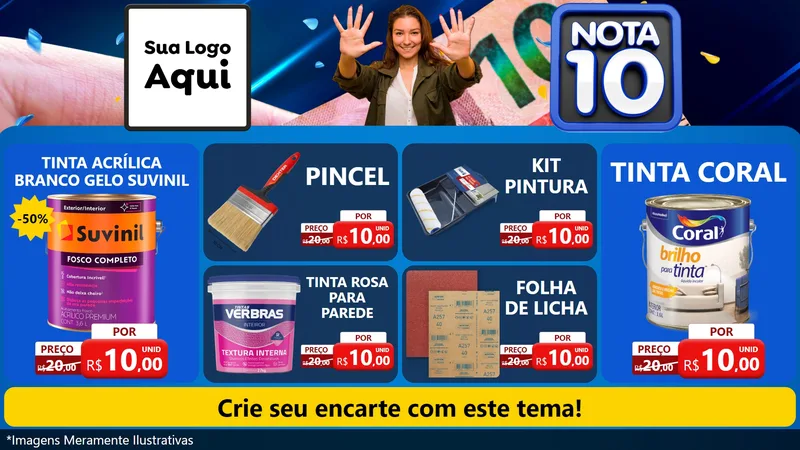 Modelo de TV para TV Horizontal com o tema Nota 10 para Tintas e Ferramentas