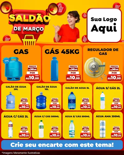 Modelo de Rede Social para Feed Instagram com o tema Saldão de Março para Água e gás