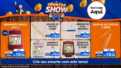 Modelo de TV para TV Horizontal com o tema Ofertas Show No Fim De Semana para Armarinho e Aviamentos