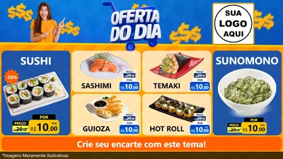 Modelo de TV para TV Horizontal com o tema Oferta do Dia para Comida japonesa