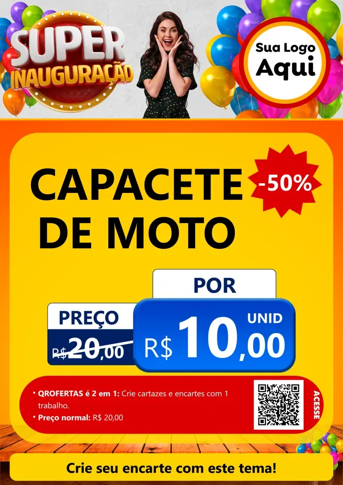 Modelo de Cartaz para Cartaz A4 Vertical com o tema Super Inauguração para Moto peças