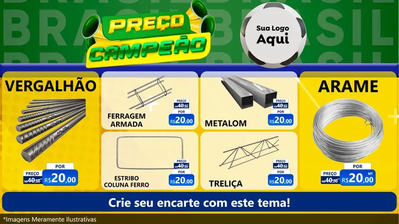 Modelo de TV para TV Horizontal com o tema Preço Campeão - Copa para Ferragens