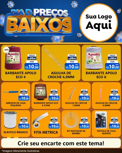 Modelo de Rede Social para Feed Instagram com o tema Dia D Preço Baixo para Armarinho e Aviamentos
