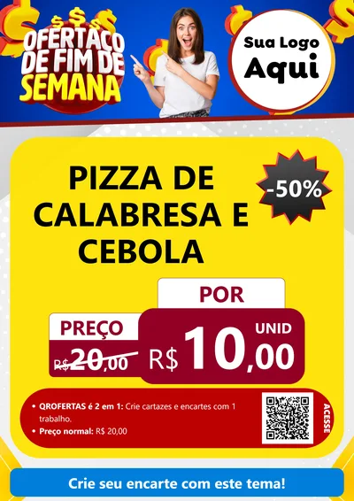 Modelo de Cartaz para Cartaz A4 Vertical com o tema Ofertaço de Fim de Semana para Pizzaria
