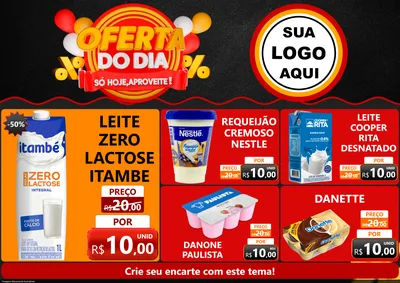 Modelo de Encarte para Encarte A4 Horizontal com o tema Oferta do Dia - Só hoje, Aproveite! para Frios e Laticínios