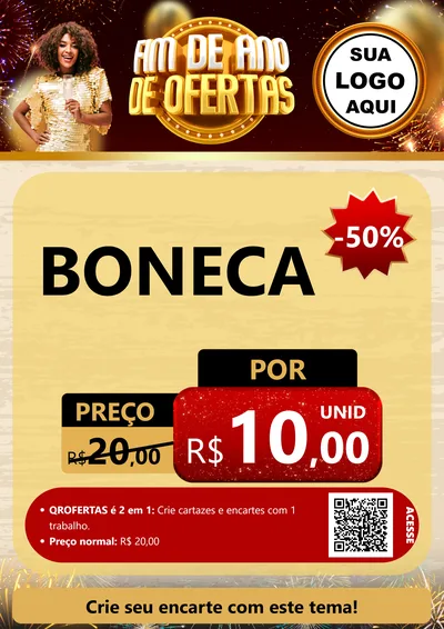 Modelo de Cartaz para Cartaz A4 Vertical com o tema Fim de Ano de Ofertas para Brinquedos