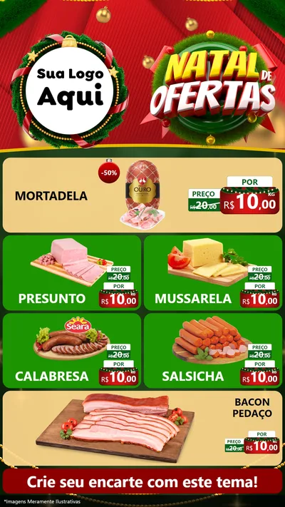 Modelo de TV para TV Vertical com o tema Natal de Ofertas para Frios e Laticínios