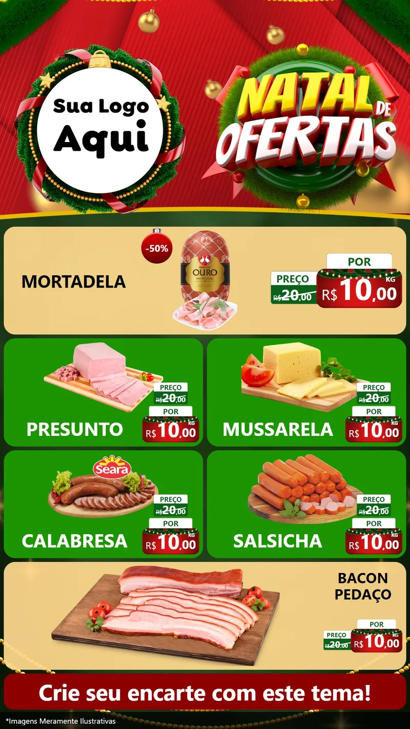 Modelo de TV para TV Vertical com o tema Natal de Ofertas para Frios e Laticínios