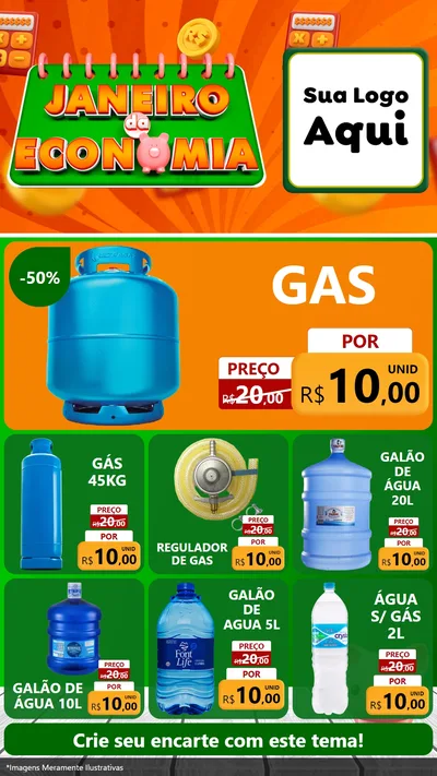 Modelo de Rede Social para Stories com o tema Janeiro da Economia para Água e gás