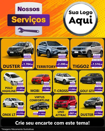 Modelo de Rede Social para Feed Instagram com o tema Nossos Serviços para Concessionaria de Carros