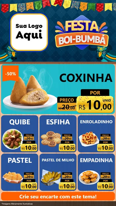 Modelo de Rede Social para Stories com o tema Festa Boi Bumbá para Salgadaria
