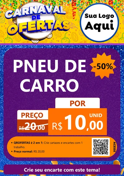 Modelo de Cartaz para Cartaz A4 Vertical com o tema Carnaval de Ofertas para Auto peças