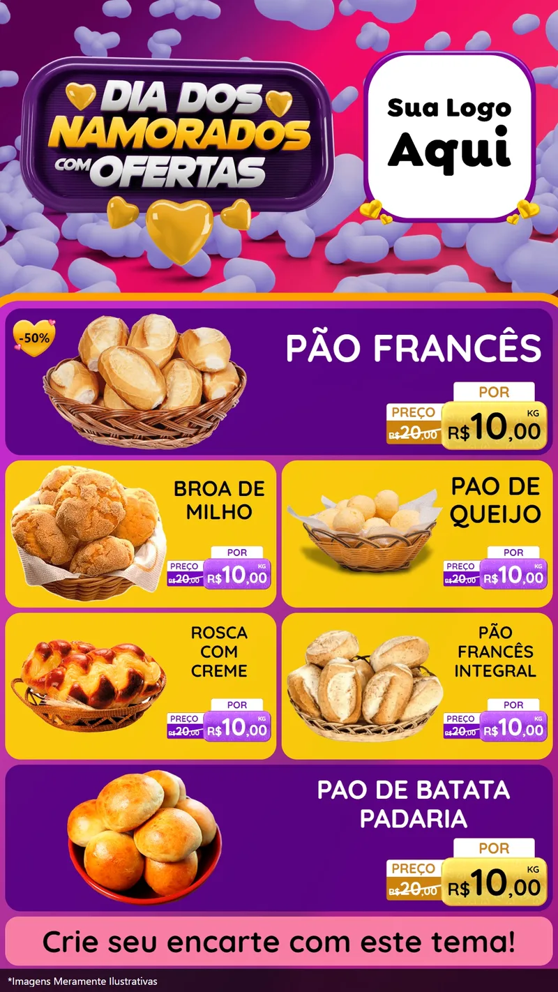 Modelo de TV para TV Vertical com o tema Dia Dos Namorados Com Ofertas para Padaria