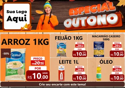 Modelo de Encarte para Encarte A4 Horizontal com o tema Especial Outono para Supermercado