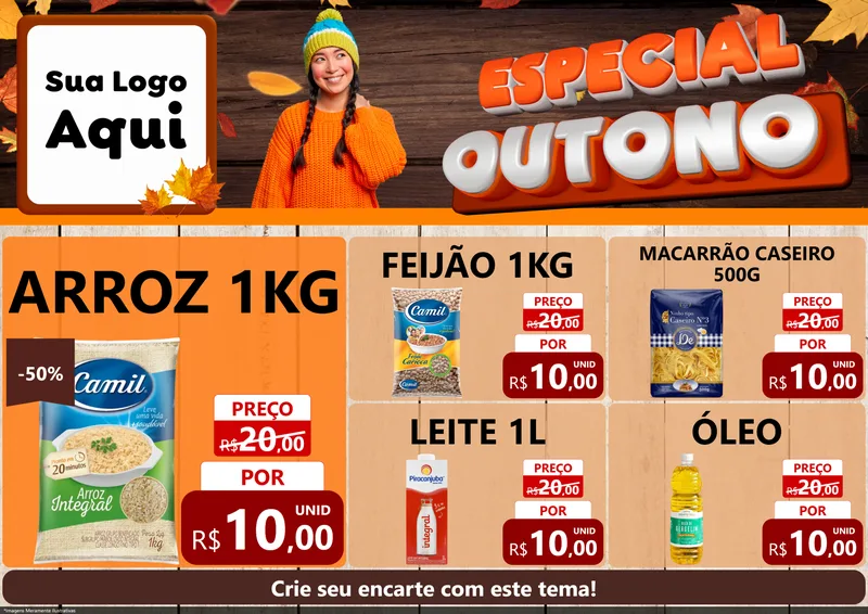 Modelo de Encarte para Encarte A4 Horizontal com o tema Especial Outono para Supermercado