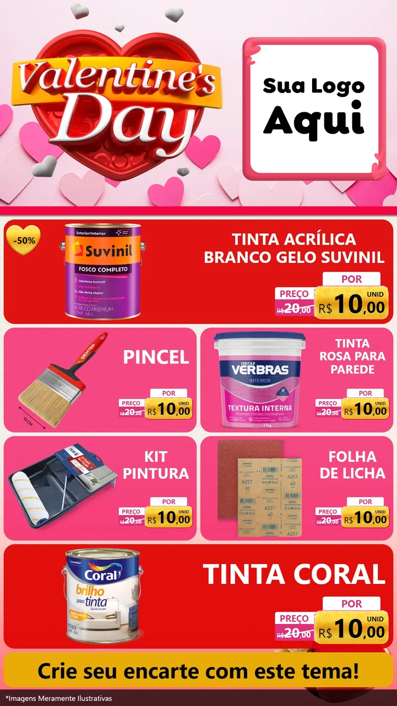 Modelo de TV para TV Vertical com o tema Valentine's Day para Tintas e Ferramentas