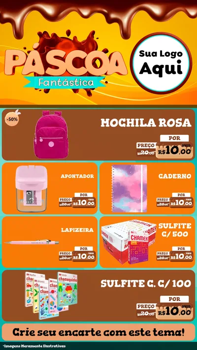 Modelo de TV para TV Vertical com o tema Páscoa Fantástica para Papelaria