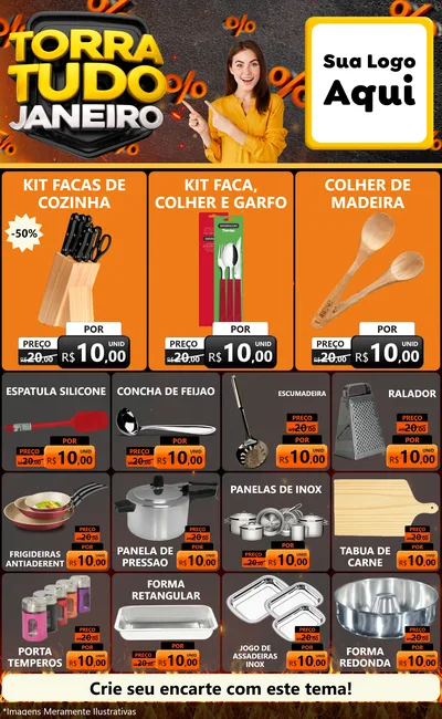 Modelo de Encarte para Encarte Grande com o tema Torra Tudo Janeiro para Utilidades Domésticas
