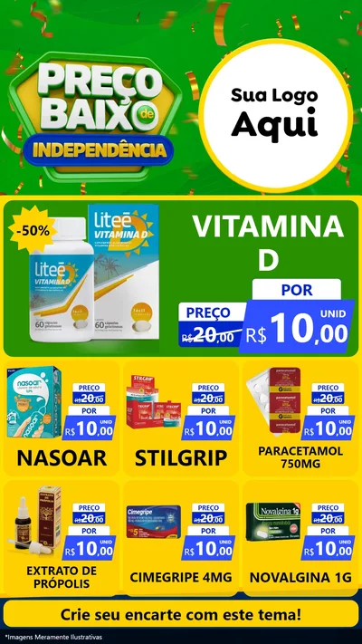Modelo de Rede Social para Stories com o tema Preço Baixo de Independência para Farmácia