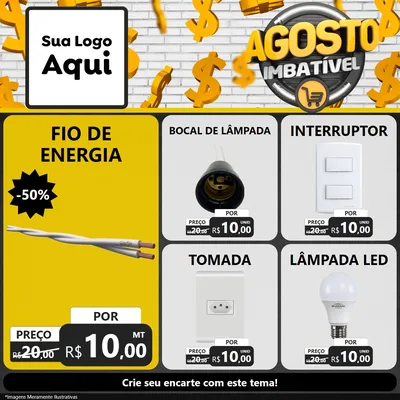 Modelo de Rede Social para Feed Facebook com o tema Agosto imbatível para Materiais Elétricos