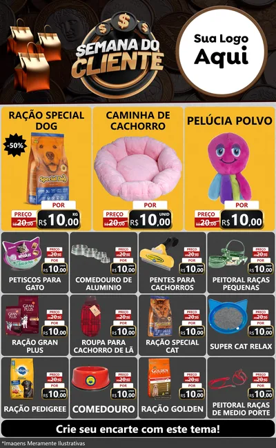 Modelo de Encarte para Encarte Grande com o tema Semana do Cliente para Pet Shop