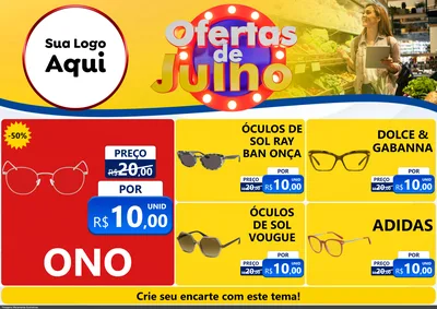 Modelo de Encarte para Encarte A4 Horizontal com o tema Ofertas de Julho para Óticas