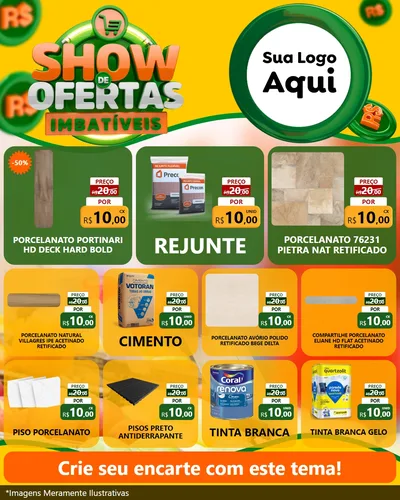 Modelo de Rede Social para Feed Instagram com o tema Show de Ofertas Imbatíveis para Pisos e revestimentos