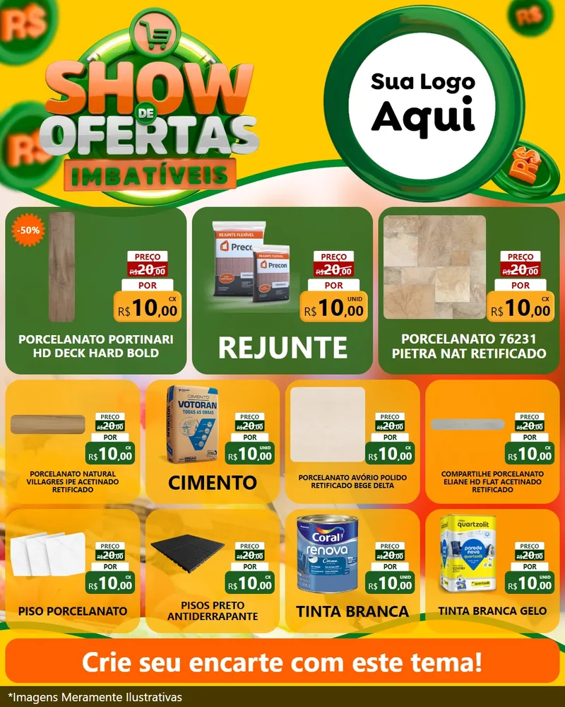 Modelo de Rede Social para Feed Instagram com o tema Show de Ofertas Imbatíveis para Pisos e revestimentos