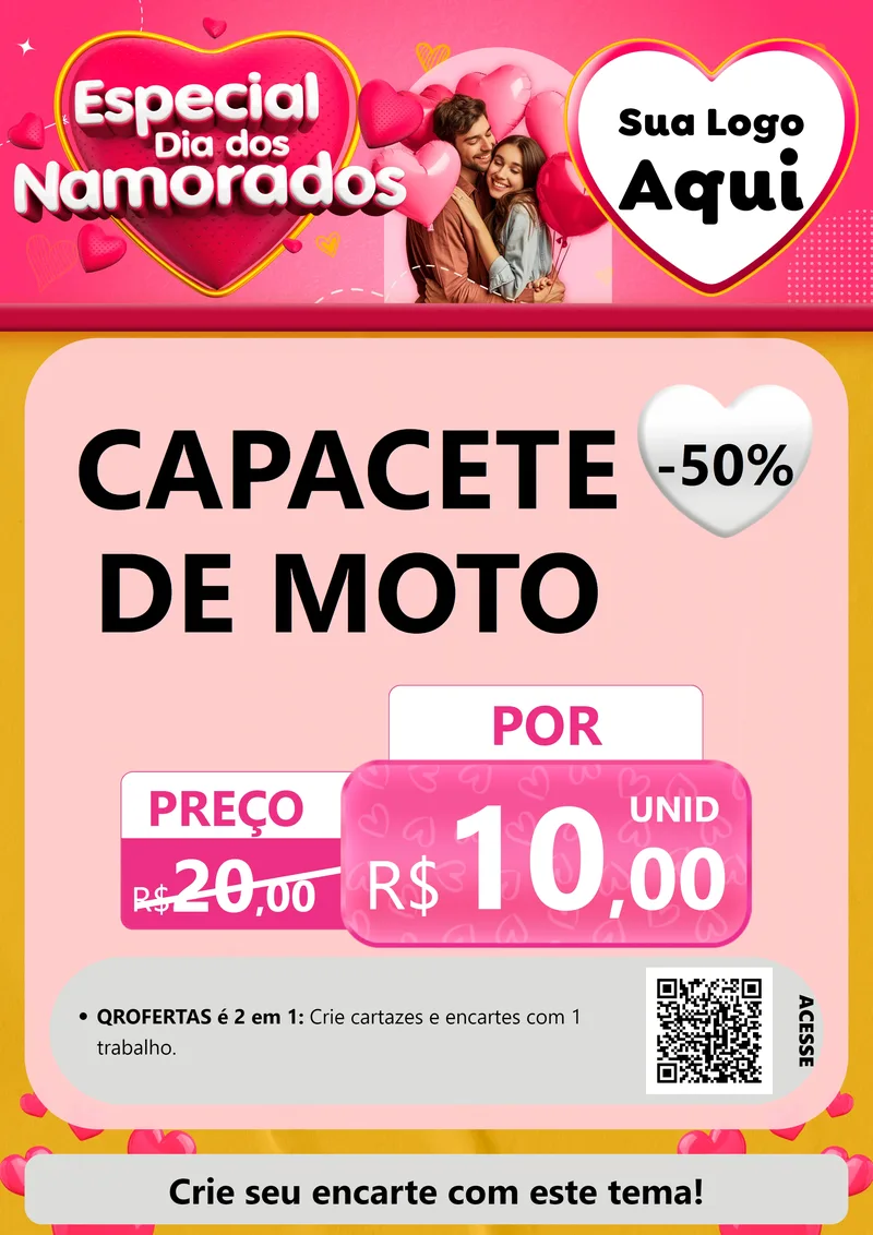 Modelo de Cartaz para Cartaz A4 Vertical com o tema Especial Dia dos Namorados para Moto peças