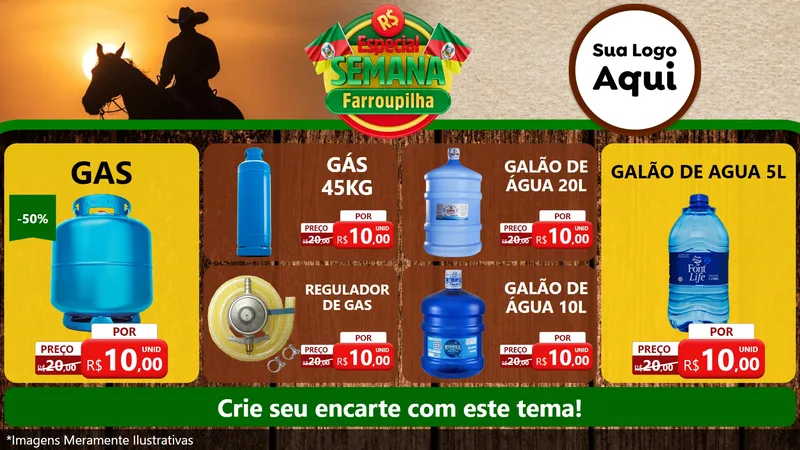 Modelo de TV para TV Horizontal com o tema Especial Semana Farroupilha para Água e gás