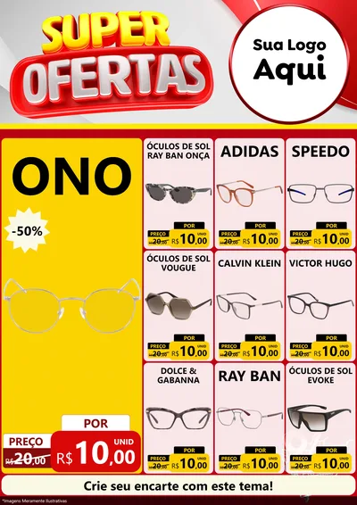 Modelo de Encarte para Encarte A4 Vertical com o tema Super Ofertas para Óticas