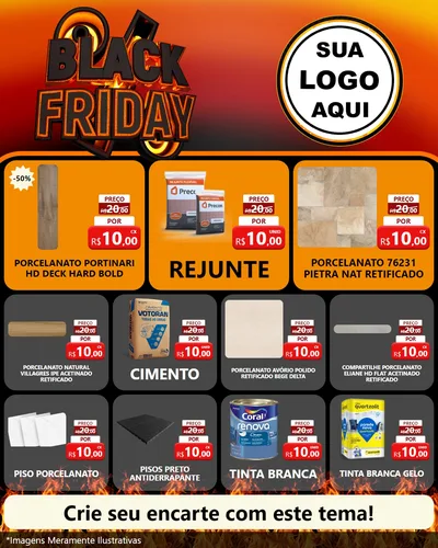 Modelo de Rede Social para Feed Instagram com o tema Black Friday para Pisos e revestimentos