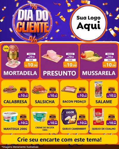 Modelo de Rede Social para Feed Instagram com o tema Dia do Cliente para Frios e Laticínios