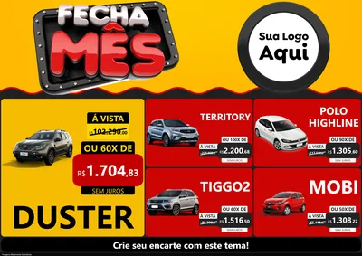 Modelo de Encarte para Encarte A4 Horizontal com o tema Fecha Mês para Concessionaria de Carros