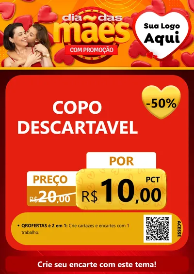 Modelo de Cartaz para Cartaz A4 Vertical com o tema Dia das Mães com Promoção para Embalagens