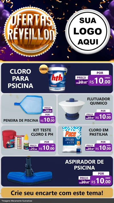 Modelo de TV para TV Vertical com o tema Ofertas de Réveillon para Produtos para Piscina