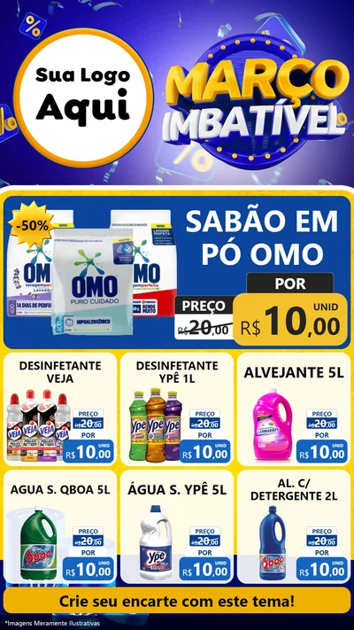 Modelo de Rede Social para Stories com o tema Março Imbatível para Produtos de Limpeza