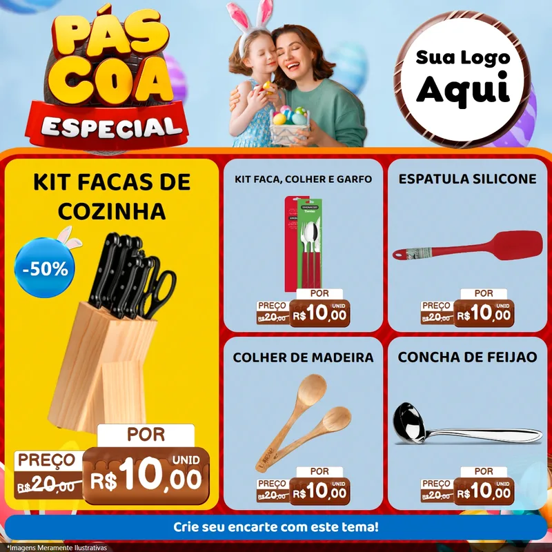 Modelo de Rede Social para Feed Facebook com o tema Páscoa Especial para Utilidades Domésticas