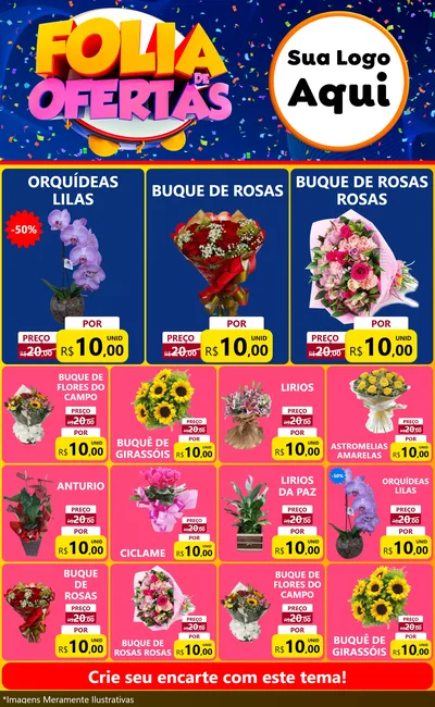 Modelo de Encarte para Encarte Grande com o tema Folia de Ofertas para Floricultura e jardim
