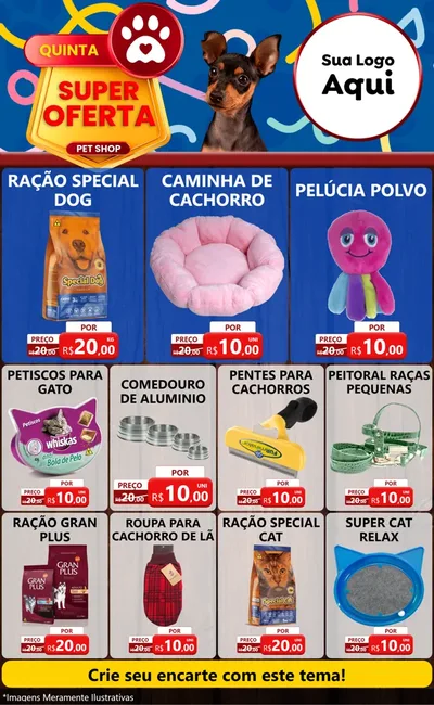Modelo de Encarte para Encarte Grande com o tema Quinta Super Oferta Pet Shop para Pet Shop