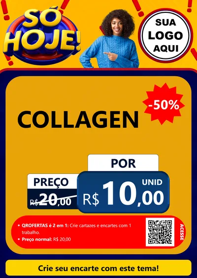 Modelo de Cartaz para Cartaz A4 Vertical com o tema Só Hoje! para Suplementos alimentares