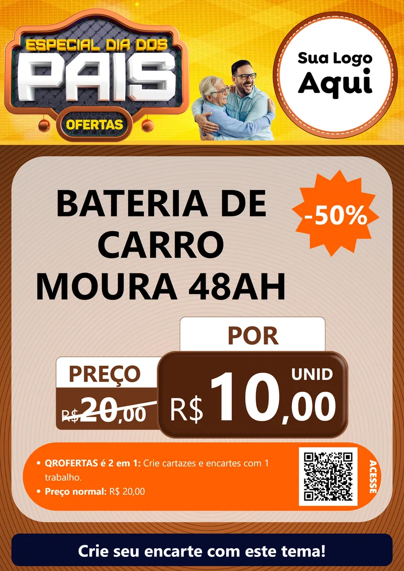 Modelo de Cartaz para Cartaz A4 Vertical com o tema Especial Dia dos Pais para Baterias Elétricas