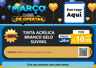 Modelo de Cartaz para Cartaz A4 Horizontal com o tema Março de Ofertas para Tintas e Ferramentas