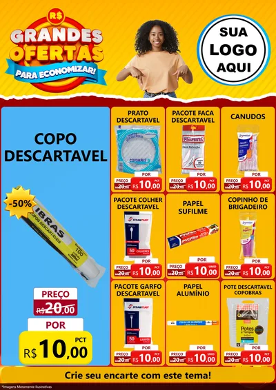 Modelo de Encarte para Encarte A4 Vertical com o tema Grandes Ofertas Para Economizar! para Embalagens