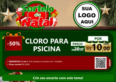 Modelo de Cartaz para Cartaz A4 Horizontal com o tema Sorteio de Natal para Produtos para Piscina