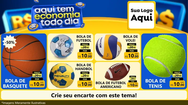 Modelo de TV para TV Horizontal com o tema Aqui Tem Economia Todo Dia para Artigos Esportivos