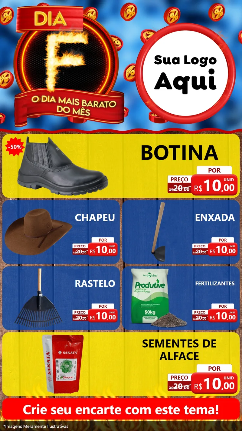 Modelo de TV para TV Vertical com o tema Dia F - O Dia Mais Barato Do Mês para Agropecuária